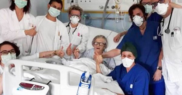 عمرها 95 عاما..شاهد أكبر مريضة تتعافى من فيروس كورونا في إيطاليا