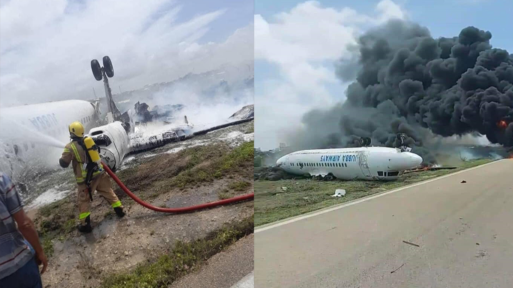 تحطم طائرة بعد هبوطها في مطار مقديشو
