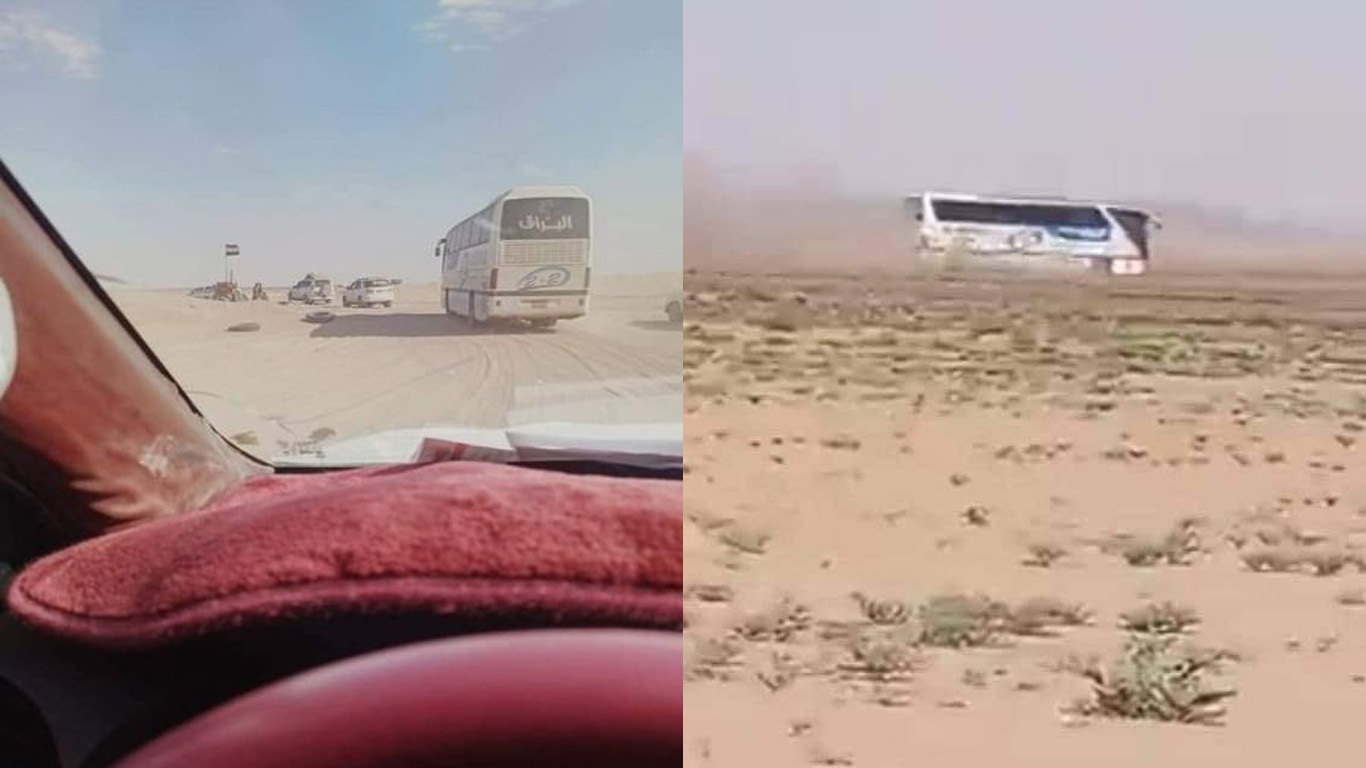 إصابة مسافرين اثنين جراء استهداف عناصر حوثية حافلة نقل جماعي على الطريق الصحراوي بالجوف