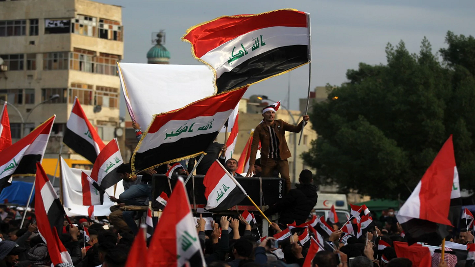 اعتصامات قرب المنطقة الخضراء في بغداد احتجاجا على قانون الانتخابات الجديد